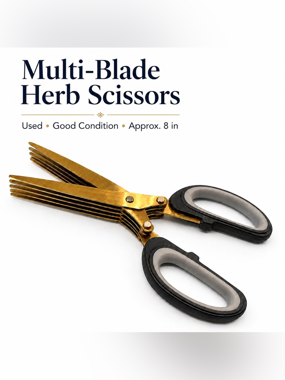 Gold Multi-Blade Herb Scissors / Kitchen Shredder Scissors 8”